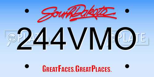 244VMO South Dakota License Plate