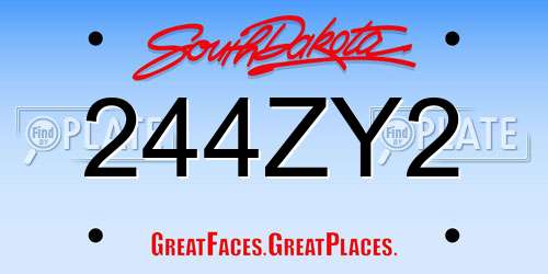 244ZY2 South Dakota License Plate
