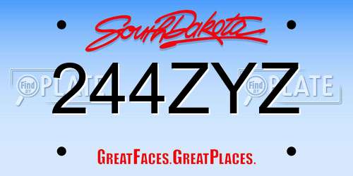 244ZYZ South Dakota License Plate