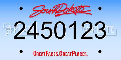 2450123 South Dakota License Plate