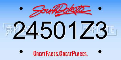 24501Z3 South Dakota License Plate