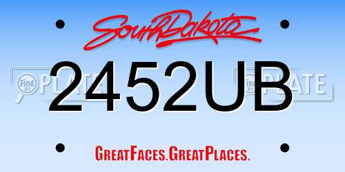 2452UB South Dakota License Plate