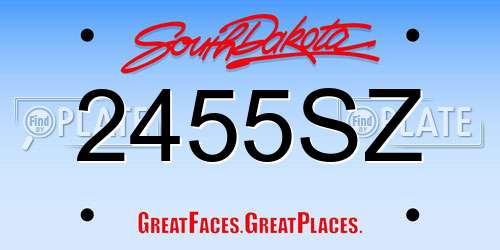 2455SZ South Dakota License Plate