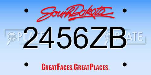 2456ZB South Dakota License Plate