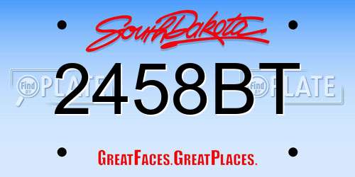 2458BT South Dakota License Plate