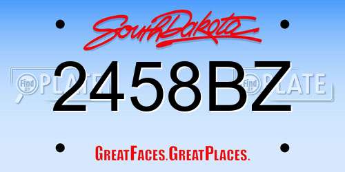 2458BZ South Dakota License Plate