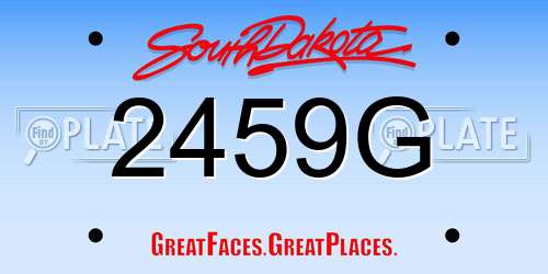 2459G South Dakota License Plate