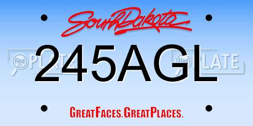 245AGL South Dakota License Plate
