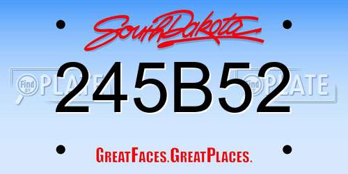 245B52 South Dakota License Plate