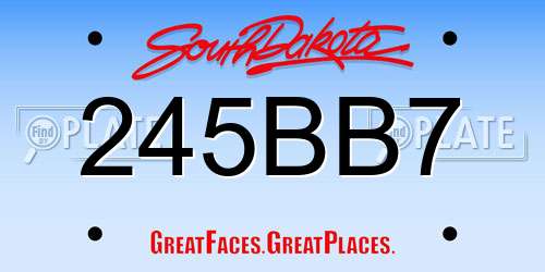 245BB7 South Dakota License Plate