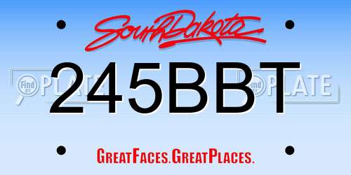 245BBT South Dakota License Plate