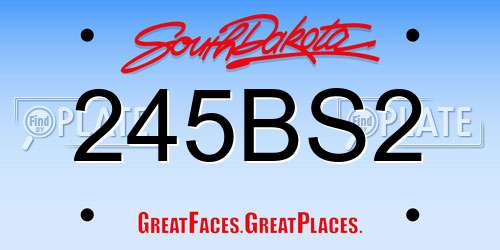 245BS2 South Dakota License Plate