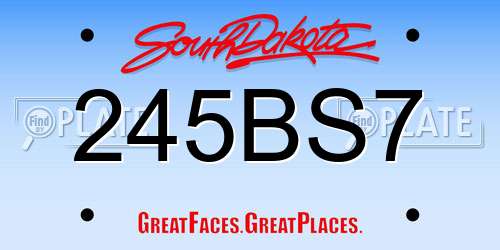 245BS7 South Dakota License Plate
