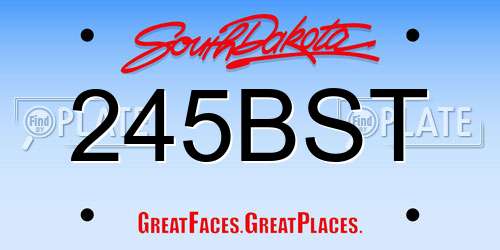 245BST South Dakota License Plate