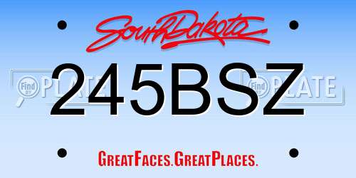 245BSZ South Dakota License Plate
