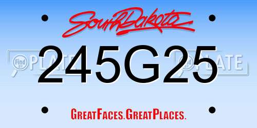 245G25 South Dakota License Plate