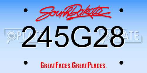 245G28 South Dakota License Plate