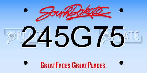 245G75 South Dakota License Plate