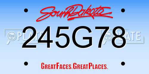 245G78 South Dakota License Plate