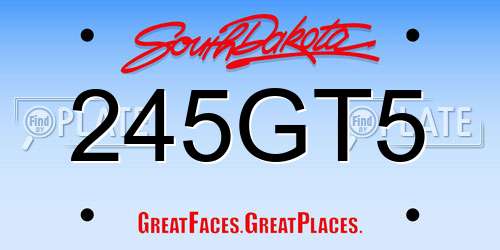 245GT5 South Dakota License Plate