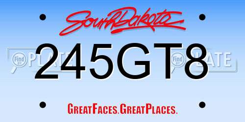 245GT8 South Dakota License Plate