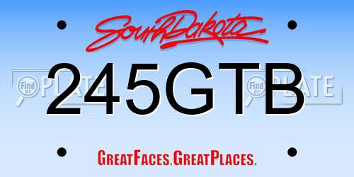 245GTB South Dakota License Plate