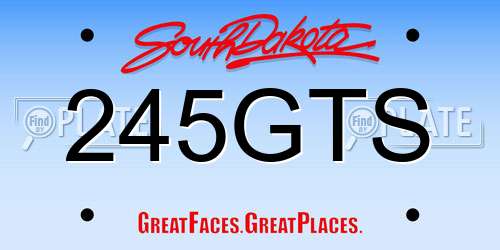 245GTS South Dakota License Plate