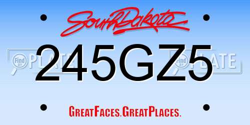 245GZ5 South Dakota License Plate