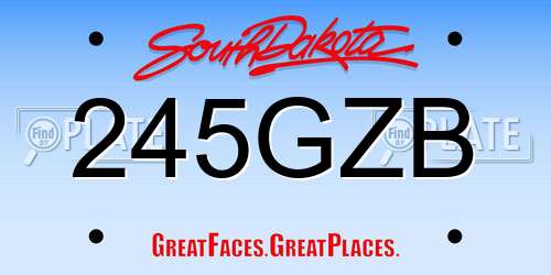 245GZB South Dakota License Plate