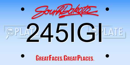 245IGI South Dakota License Plate