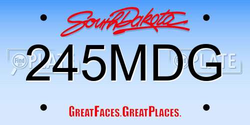 245MDG South Dakota License Plate