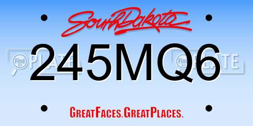 245MQ6 South Dakota License Plate