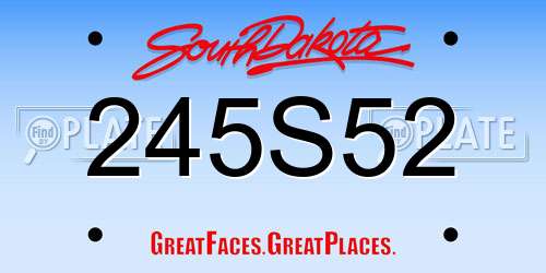 245S52 South Dakota License Plate