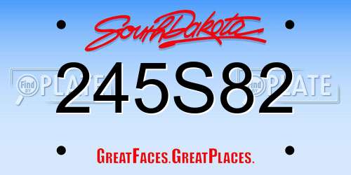245S82 South Dakota License Plate