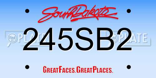 245SB2 South Dakota License Plate