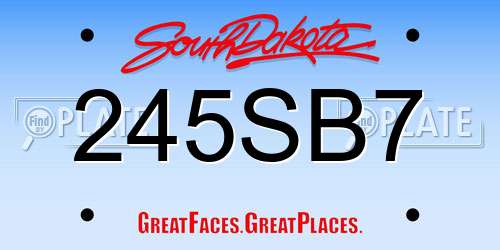 245SB7 South Dakota License Plate
