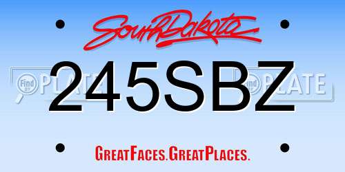 245SBZ South Dakota License Plate