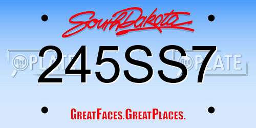 245SS7 South Dakota License Plate