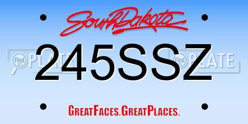 245SSZ South Dakota License Plate