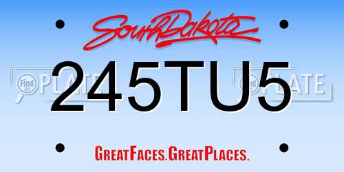 245TU5 South Dakota License Plate