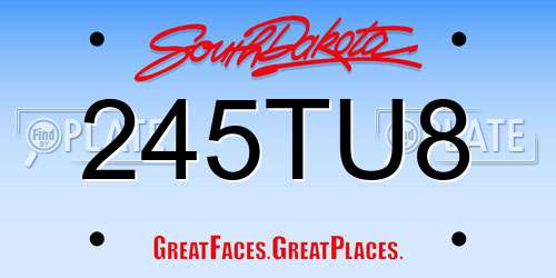245TU8 South Dakota License Plate