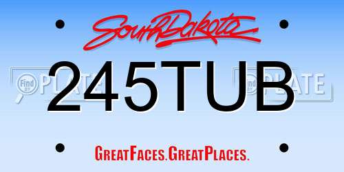 245TUB South Dakota License Plate
