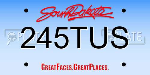 245TUS South Dakota License Plate