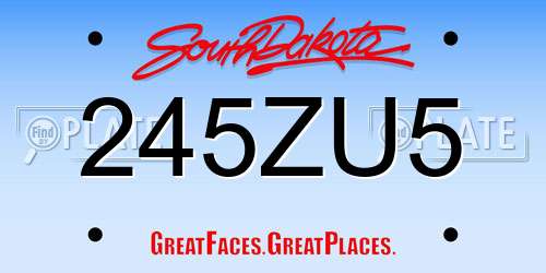 245ZU5 South Dakota License Plate