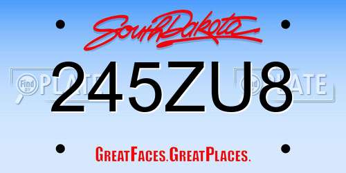 245ZU8 South Dakota License Plate