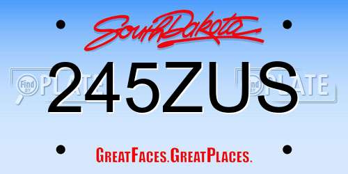 245ZUS South Dakota License Plate