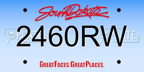 2460RW South Dakota License Plate