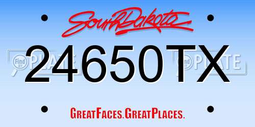 24650TX South Dakota License Plate