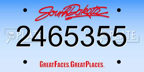 2465355 South Dakota License Plate