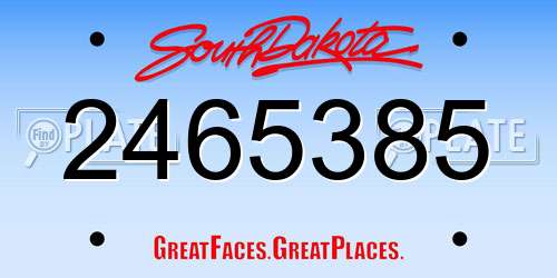 2465385 South Dakota License Plate